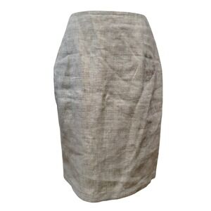 Vintage 90s Preston & York Beige Pencil Skirt SZ 8 Beige Linen Blend Knee Length